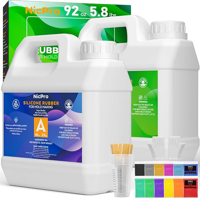 Nicpro 90oz Silicone Mold Making Kit, 15A Platinum Liquid Silicone Rubber by Nicpro