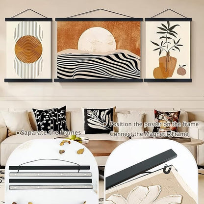 Artmag Magnetic Poster Hanger Frame, 10x14 10x16 10x20 Light Wood Wooden Magnet - Image 3