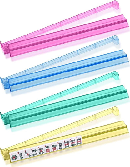 Mahjong Racks with Pushers Set of 4, Plastic American Mahjong Tile Racks 4 by NIXRET