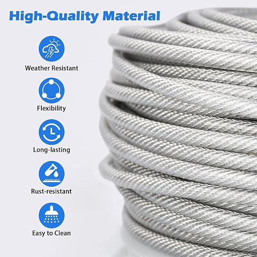3/16" Wire Rope, 200Ft PVC Coated Steel Cable 7×7 Strand Core, Ideal Cable - Image 4