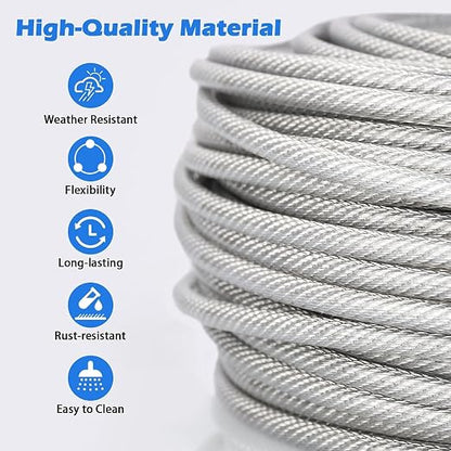 3/16" Wire Rope, 200Ft PVC Coated Steel Cable 7×7 Strand Core, Ideal Cable - Image 4