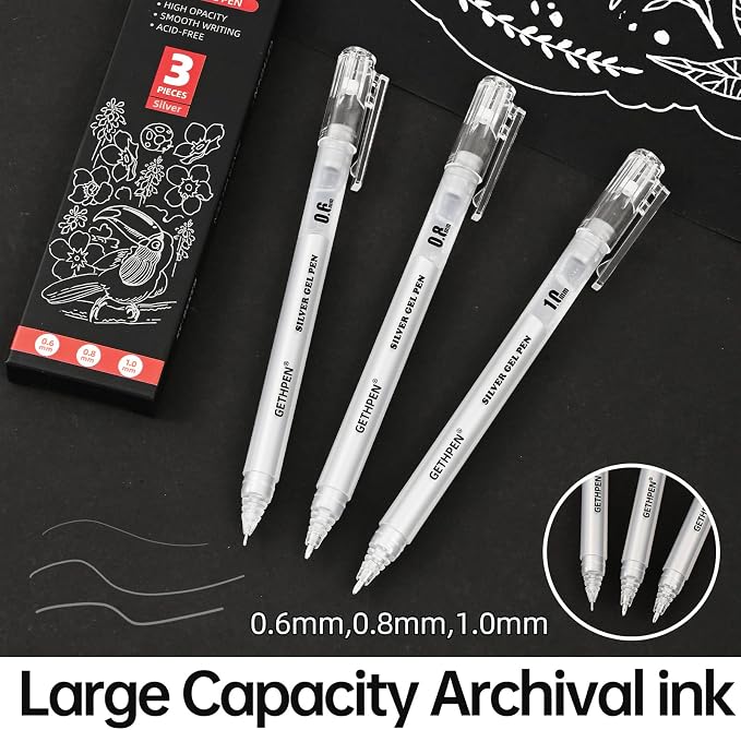 Silver Gel Pens 3-Pack - Image 3
