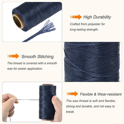 MECCANIXITY Waxed Thread, 284 Yard 0.8mm 150D Flat Wax Thread Polyester Waxed - Image 3
