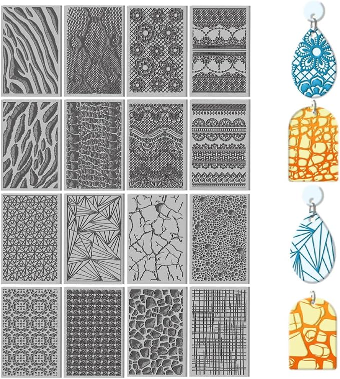 CHGCRAFT 16 Sheets Animal Skin Clay Texture Mat Marble Pattern Polymer Clay by chgcraft
