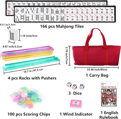 American Mahjong Tile Set – 166 White Tiles, 4 All-in-One Color Racks - Image 2