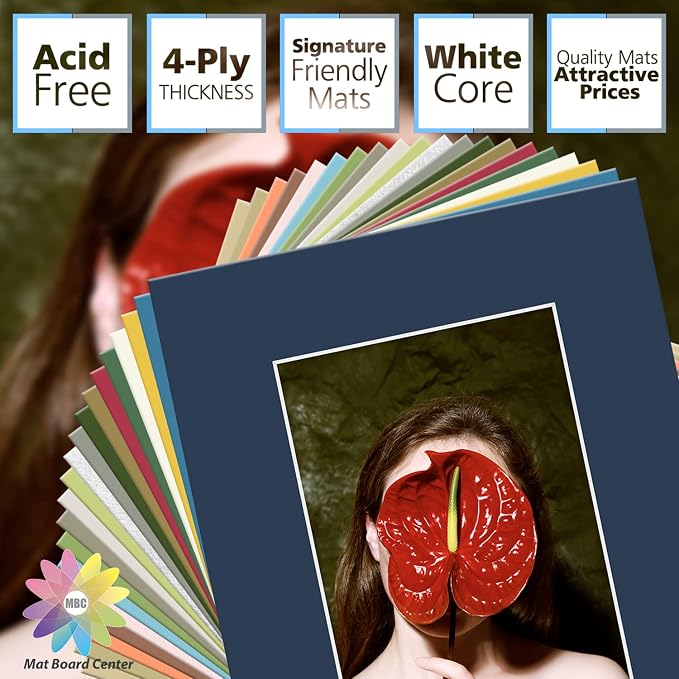 Mat Board Center, 8x10 Mixed Colors White Core Picture Mats Mattes Matting - Image 2