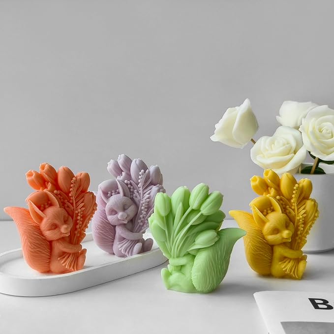 Squirrel Tulip Candle Resin Mold - Image 5