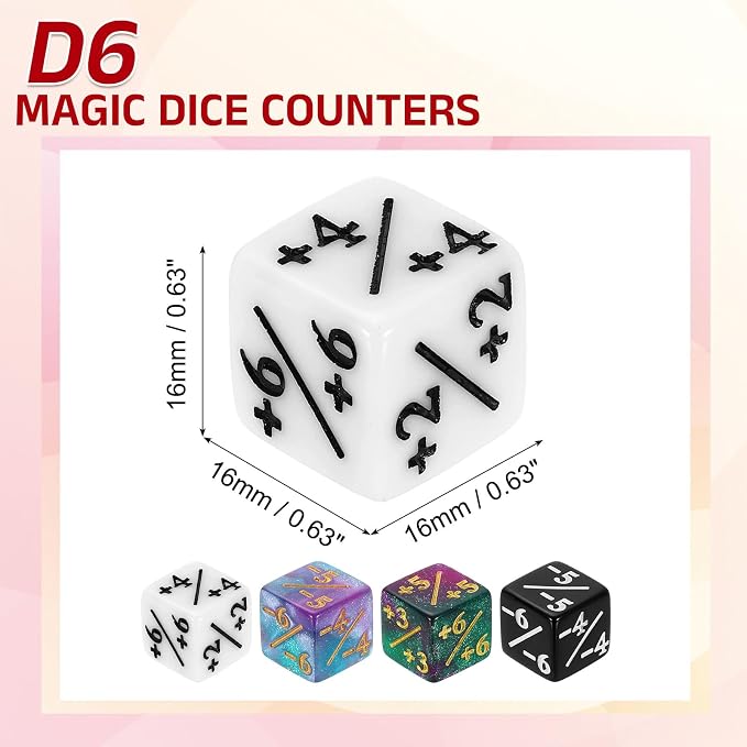 uxcell 24Pcs Magic Dice Counters, Acrylic D6 Life Token Dice Set - Image 2