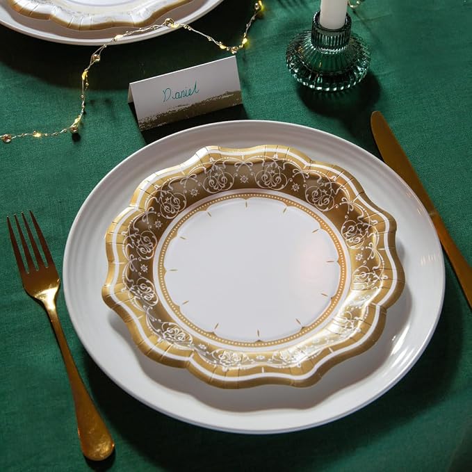 Talking Tables 24 x Gold Disposable Paper Party Plates in 3 Styles, Strong and - Image 3