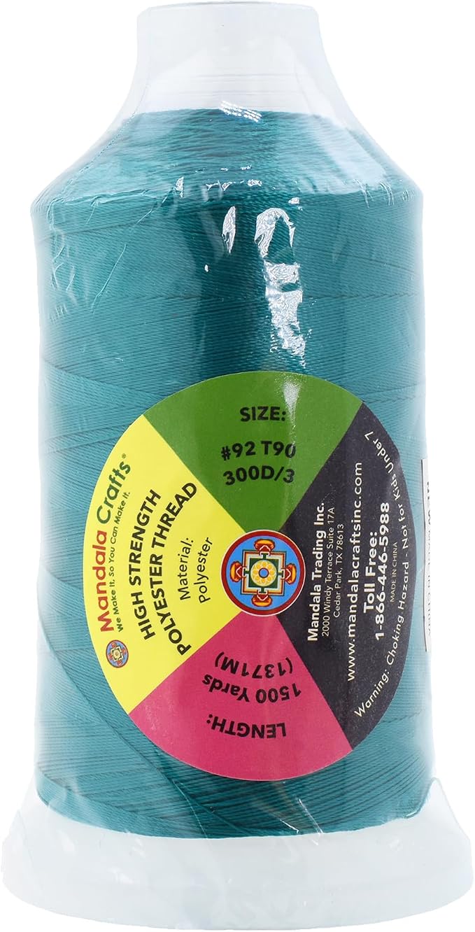 Mandala Crafts Teal Heavy Duty Thread -1500 Yds Tex 90 Thread - Image 3