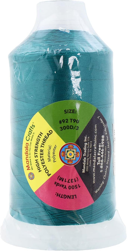 Mandala Crafts Teal Heavy Duty Thread -1500 Yds Tex 90 Thread - Image 3