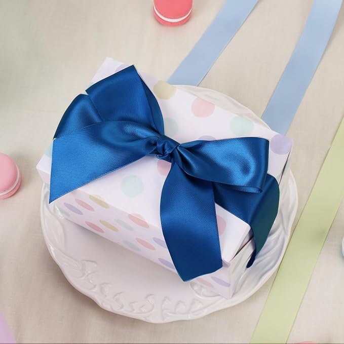 LaRibbons 1 1/2 Inch 50 Yard Double Faced Satin Ribbon, Royal Blue Satin Craft - Image 3