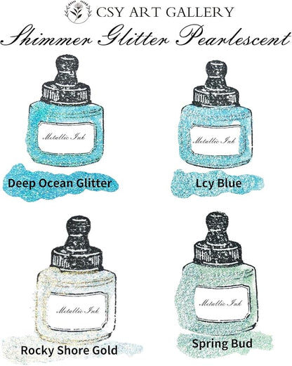 CSY art gallery Metallic Acrylic Ink-Craft Paint-Calligraphy Inks, - Image 4