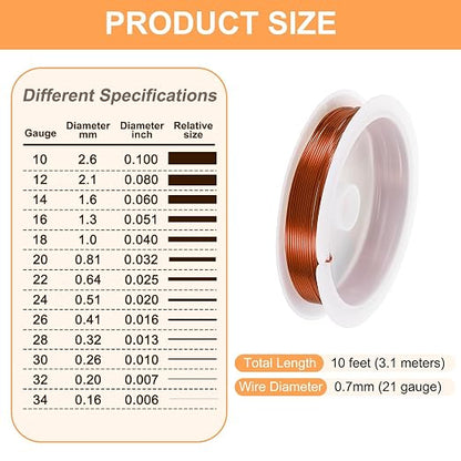 HARFINGTON 10ft Jewelry Wire, 22 Gauge Brass Craft Soft Metal Tarnish Resistant - Image 2
