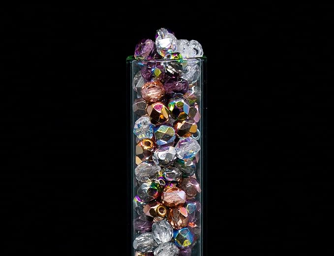 0.88 oz Mix of Faceted Fire Polished Pressed Czech Glass Beads 4mm, Warm Color - Image 4