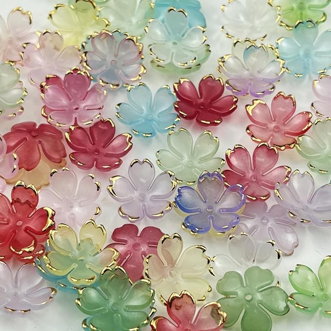 100pcs Acrylic Flower Beads, 19mm Cherry Blossom Plastic Gradient Flower Spacer by Unknown