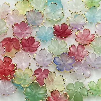 100pcs Acrylic Flower Beads, 19mm Cherry Blossom Plastic Gradient Flower Spacer by Unknown