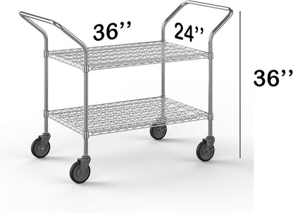 24" W x 36" L x 36" H Chrome Heavy Duty Utility Cart | 2-Tier | NSF Commercial - Image 2