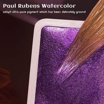 Paul Rubens Artist Grade Watercolor Set, 48 Colors Glitter Metallic Paints - Image 5