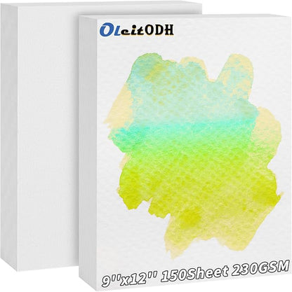 150 Sheets Cotton Watercolor Paper Pad-230GSM Art Paper-9 x 12 inch Painting & by Oleitodh