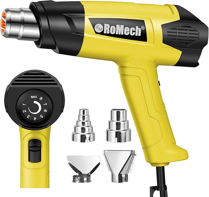 ROMECH 1500W Heavy Duty Heat Gun, Variable Temperature Control Hot Air Gun Kit by RoMech