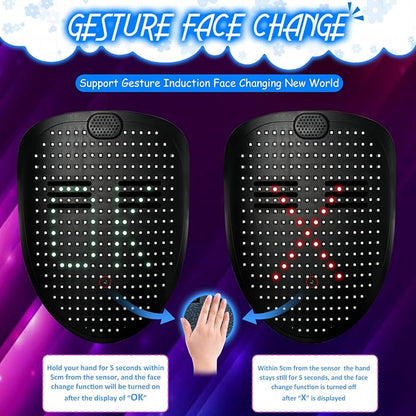 Led Mask with Gesture Sensing, Light up Face Transforming Mask - Image 3