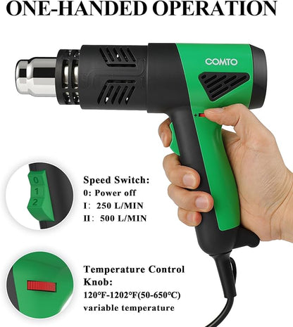 1800W Industrial Heat Gun, Fast Heating 122℉-1202℉ Variable Temperature Control - Image 4