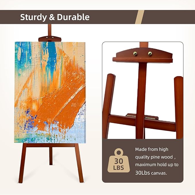 Adjustable Wooden Painting Easel, Pine Art Easel Stand Hold up to 43'' - Image 5