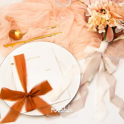 Ribbli Fall Chiffon Ribbon 1.5 inch x 30 Yard Handmade Silk, - Image 3