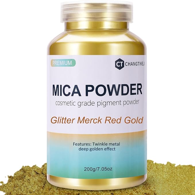 Mica Powder, 7.05OZ（200g）, Glitter Merck Red Gold Mica Powder Pigment by CHANGTIKEJIWelcomeYouOrder