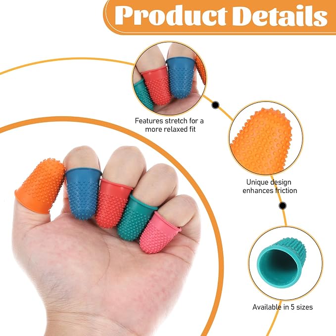 10 Pcs Thumb Thimble for Sewing, 5 Sizes Rubber Finger Thimbles, Reusable - Image 2