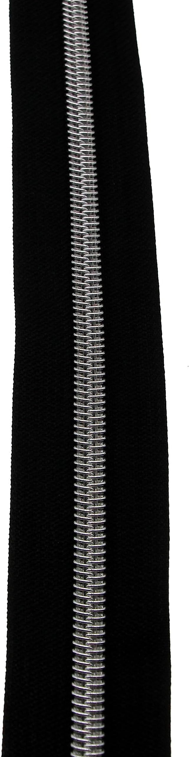 Leekayer #5 Silver Metallic Nylon Coil Zippers by The Yard Bulk 10 Yards Black - Image 7
