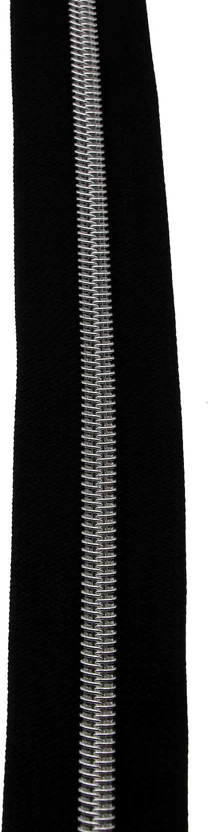 Leekayer #5 Silver Metallic Nylon Coil Zippers by The Yard Bulk 10 Yards Black - Image 7