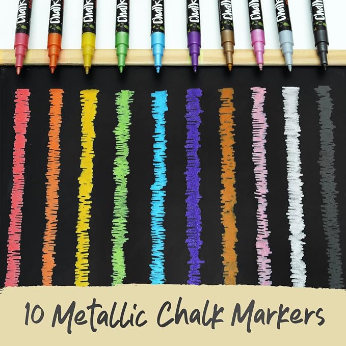 Chalkola Extra Fine Tip Metallic Chalk Markers - Image 2