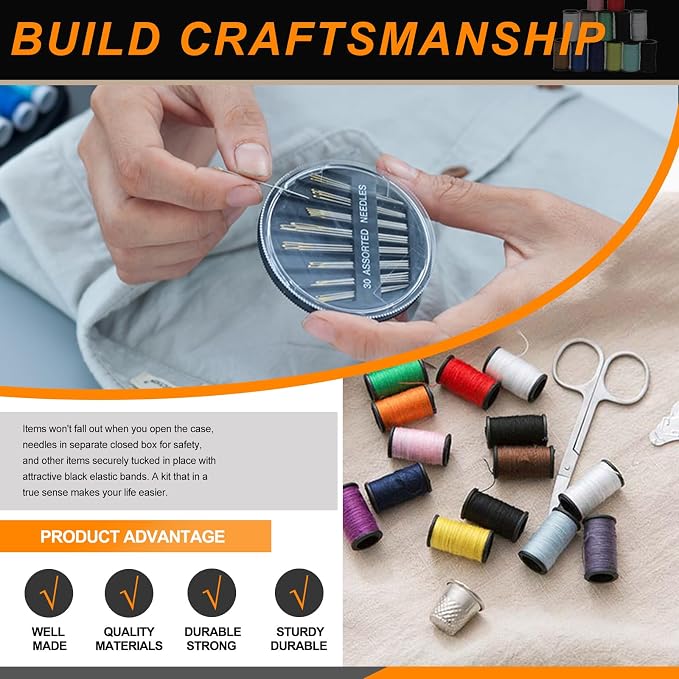 Rustark 134Pcs Sewing Kit with Portable Bag, Premium Sewing Supplies Kit - Image 6