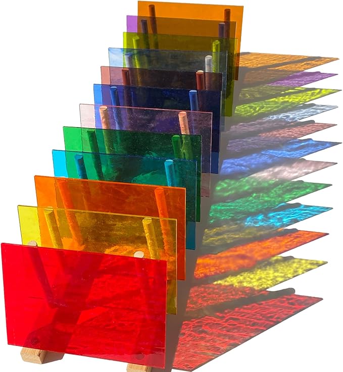 ILLUCKAI 12 Sheets Rainbow Transparent Stained Glass Sheet, 4 x 6 inch - Image 5
