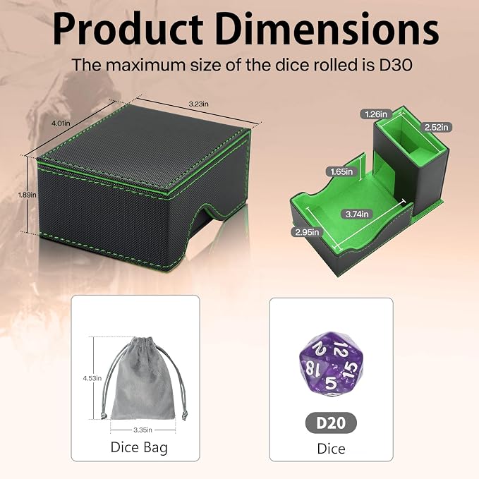 Dice Tower and Tray, Portable Commander Deck Box, Foldable Dice Storage Box - Image 5