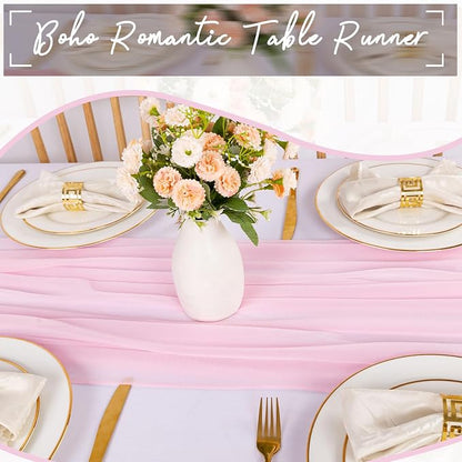 1 Pack Chiffon Table Runner Blushing Pink 12 x 120 Inches Sheer Table Runner - Image 4