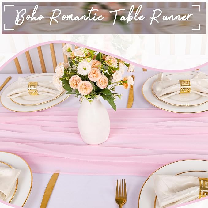 10ft Blushing Pink Chiffon Table Runner 30 x 120 Inches Romantic Sheer Table - Image 2