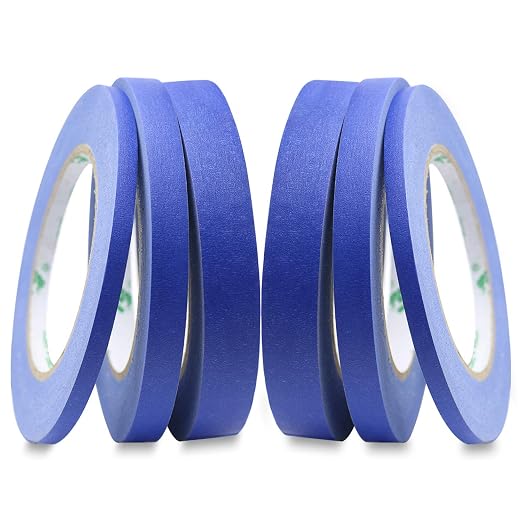 BOMEI PACK 6Pack Blue Painters Masking Tape, 1/4” 1/2” 3/4” X 60yds Multi Size by BOMEIPACK