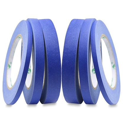 BOMEI PACK 6Pack Blue Painters Masking Tape, 1/4” 1/2” 3/4” X 60yds Multi Size by BOMEIPACK