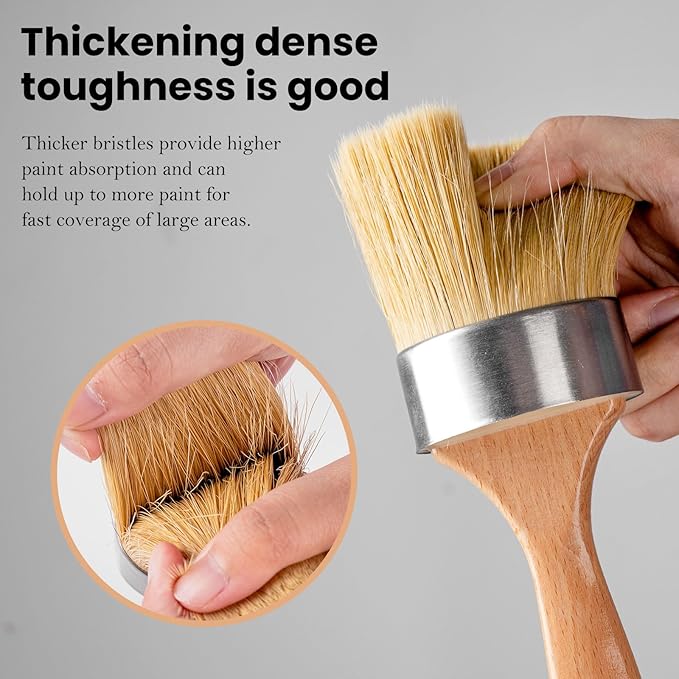 Chalk and Wax Paint Brush Furniture Set of 4, Small Round and Large Oval Brush - Image 6