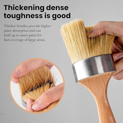 Chalk and Wax Paint Brush Furniture Set of 4, Small Round and Large Oval Brush - Image 6