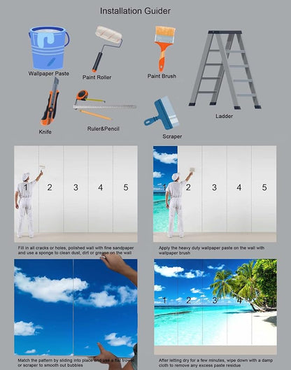 Palm Tree Wall Mural Tropic Paradise Beach Seascape Murals Wallpaper - Image 3