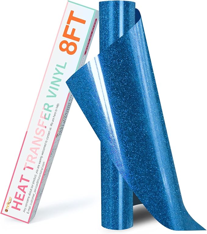 HTVRONT Blue Glitter HTV Heat Transfer Vinyl Rolls by HTVRONT