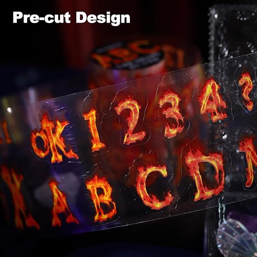 4 Rolls Fire-Themed PET Tape Set, Waterproof Pre-Cut Stickers - Image 3