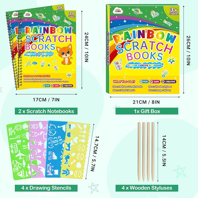 ZMLM Scratch Paper Art Craft: 2 Pack Rainbow Scratch Set - Image 7