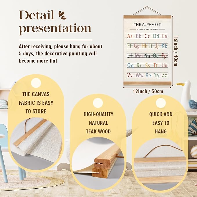 ZTGDA Alphabet Numbers Poster Set of 2, Children's room Wall Art, ABC Banner - Image 2