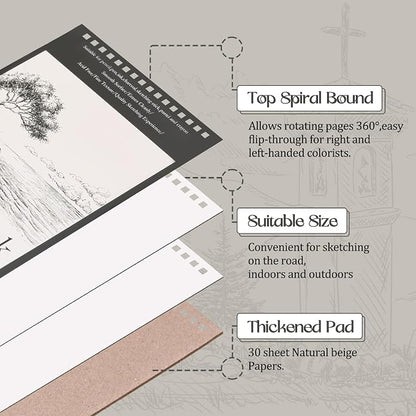 Jexine 40 Pcs 5.5'' x 8.5'' Top Spiral Bound Sketch Book 30 Sheet Each - Image 3