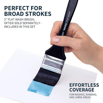 ARTEGRIA Watercolor Brush Set, 9 Professional Soft Synthetic Squirrel Paint - Image 4
